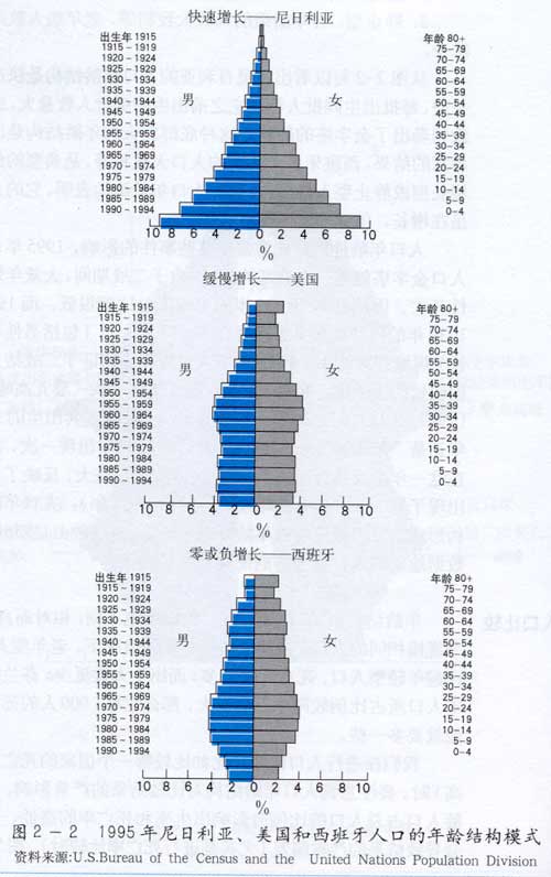 A-level地理考点-解析三种人口年龄结构